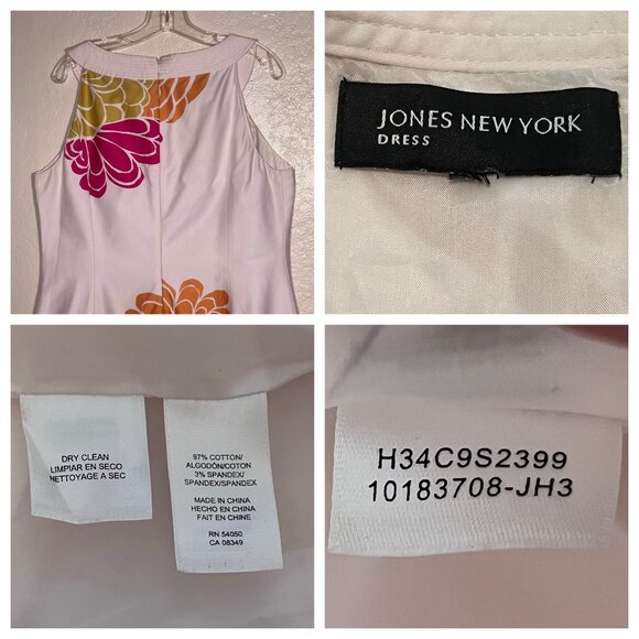 Jones New York Floral 6 Sleeveless Sheath Dress Pink/Orange/Green Y2K Retro - Picture 3 of 16